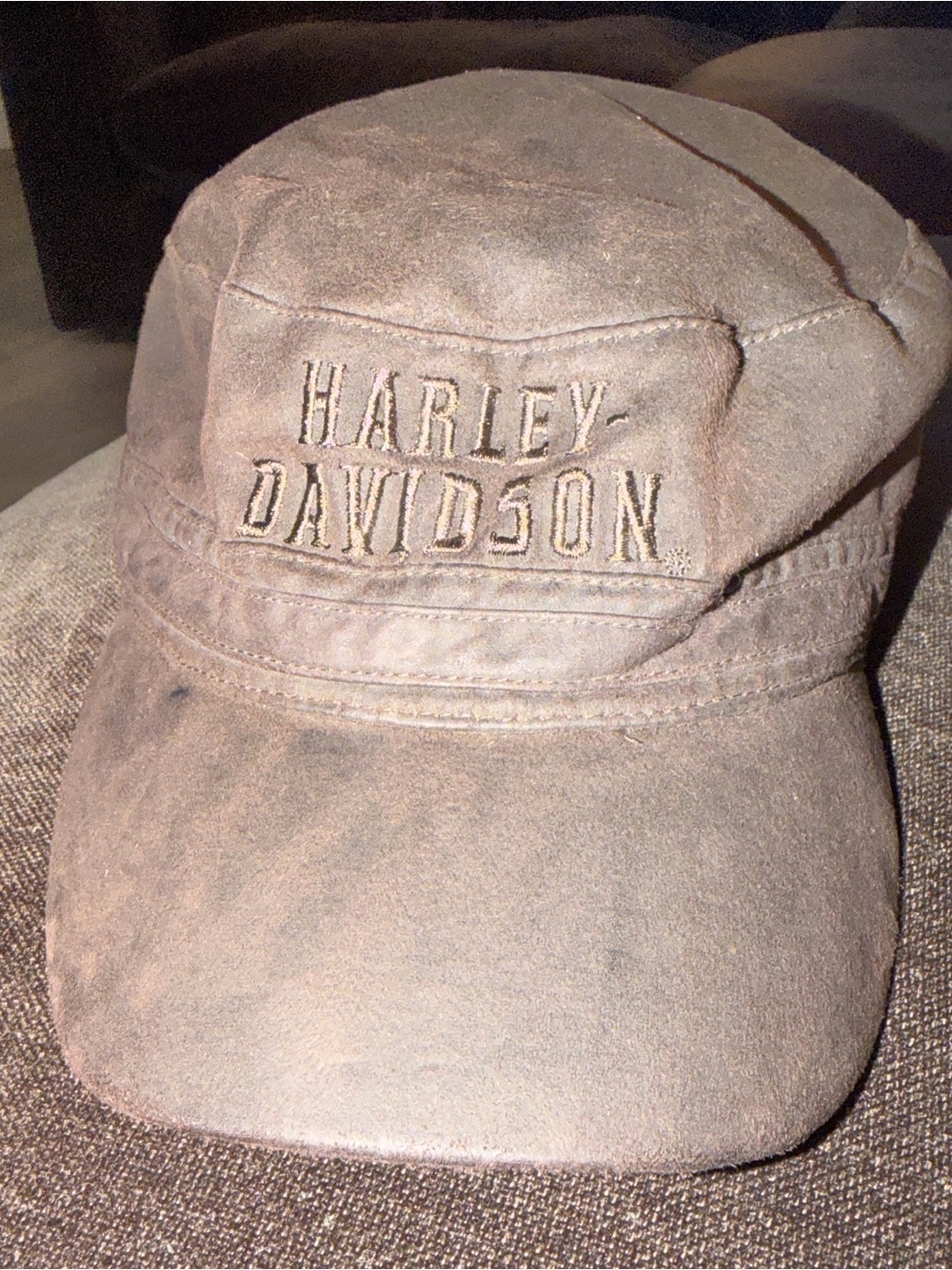Harley-Davidson Brown Suede Adjustable Cap with Metal Logo